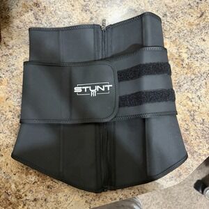 Stunt Fit Double Closure Zip + Hook & Loop Waist Trainer Size  S, Black
